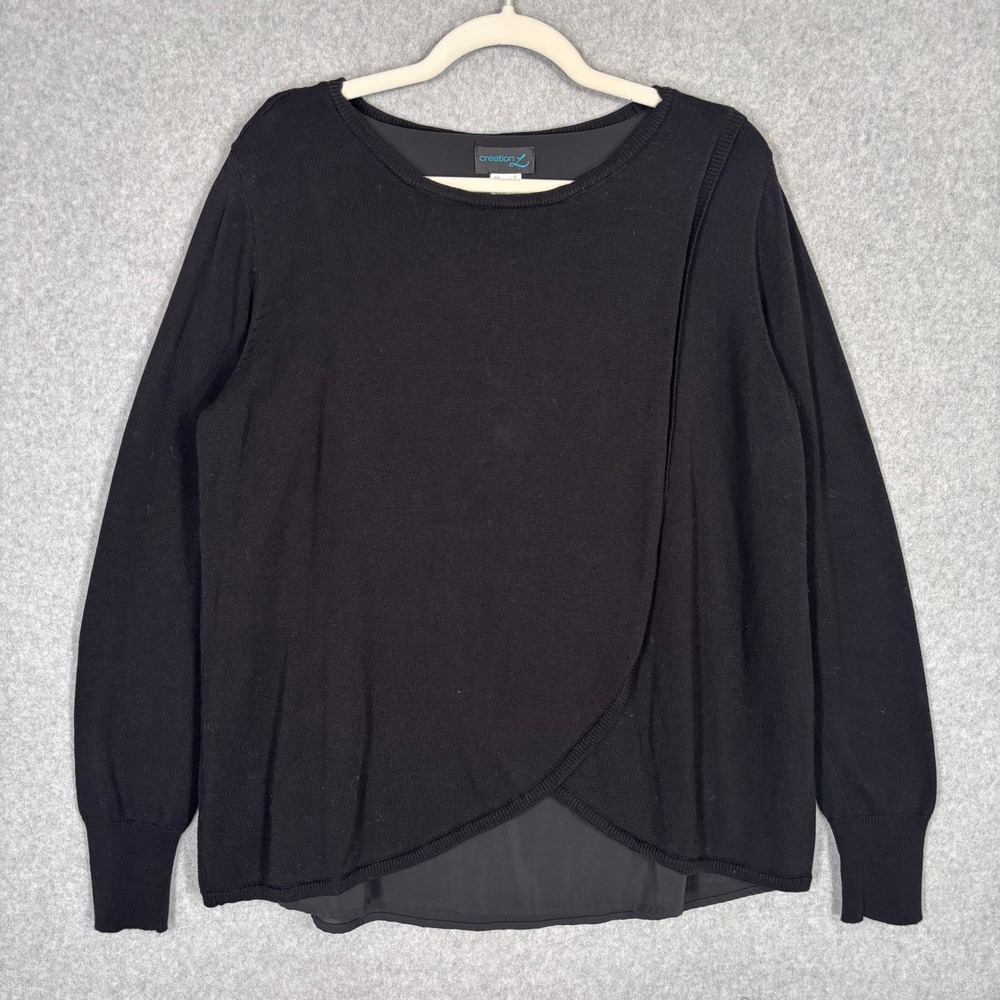 Wrap‎ Sweater Size 10 Layered Crossover Knit Lined Artsy Lagenlook Comfy Lounge